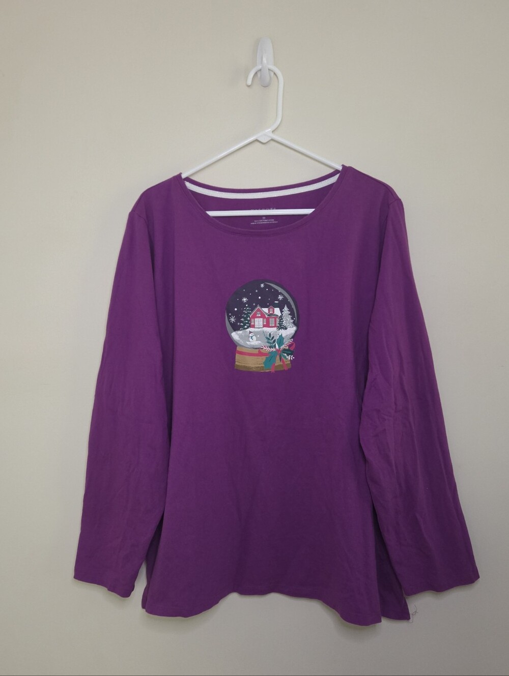 Women's Talbots Snow Globe Holiday Long Sleeve Shirt Sz 3X